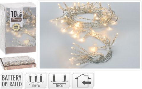 ŁAŃCUCH LED 10L 1M DO WEWNĄTRZ NA BATERIE