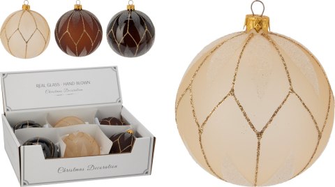 BOMBKA ŚWIĄTECZNA SZKLANA 10CM 3 RODZAJE