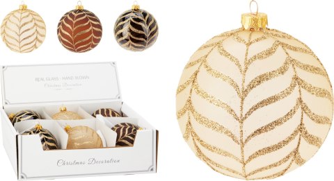 BOMBKA ŚWIĄTECZNA SZKLANA 10CM 3 RODZAJE