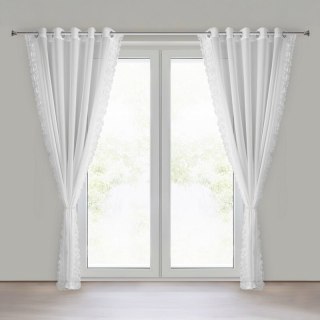 Firana 140x250 Luisa biała gotowa na przelotkach + troczek Eurofirany