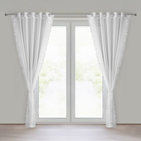 Firana 140x250 Luisa biała gotowa na przelotkach + troczek Eurofirany