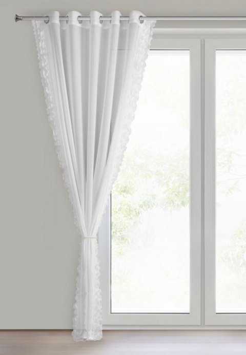 Firana 140x250 Luisa biała gotowa na przelotkach + troczek Eurofirany