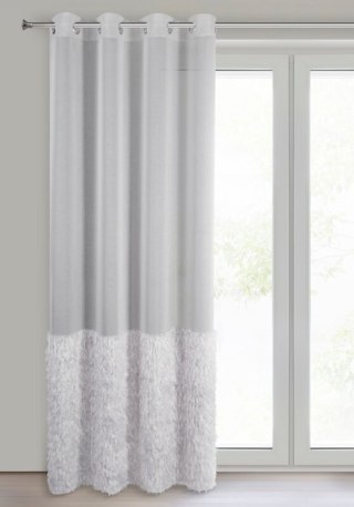 Firana 140x250 Margaret 2 srebrna z pasem i piórami na dole gotowa na przelotkach Eurofirany