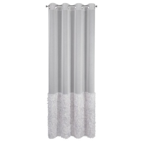 Firana 140x250 Margaret 2 srebrna z pasem i piórami na dole gotowa na przelotkach Eurofirany