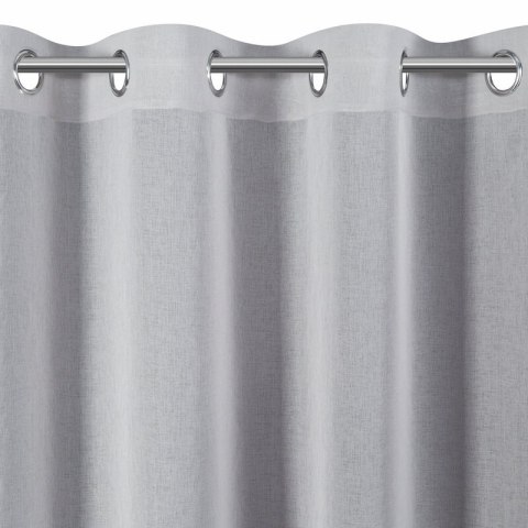 Firana 140x250 Margaret 2 srebrna z pasem i piórami na dole gotowa na przelotkach Eurofirany