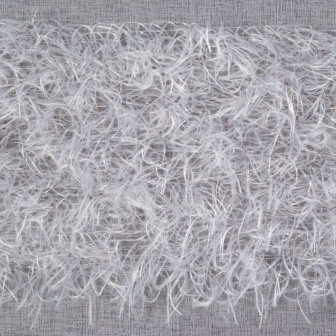 Firana 140x250 Margaret 2 srebrna z pasem i piórami na dole gotowa na przelotkach Eurofirany