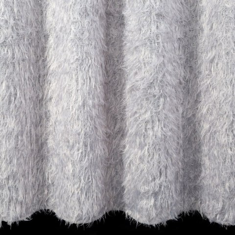 Firana 140x250 Margaret 2 srebrna z pasem i piórami na dole gotowa na przelotkach Eurofirany