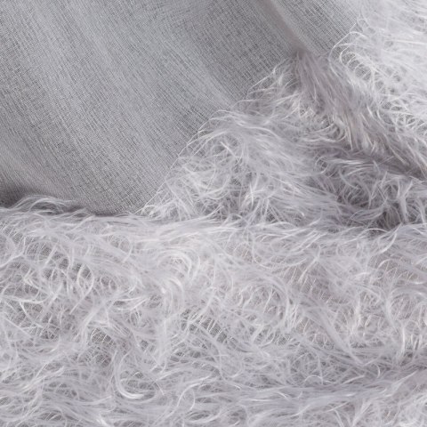 Firana 140x250 Margaret 2 srebrna z pasem i piórami na dole gotowa na przelotkach Eurofirany