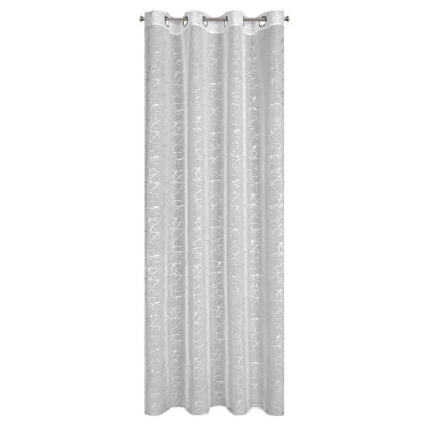 Firana 140x250 Reva biała srebrna liście wzór marmurkowy gotowa na przelotkach Eurofirany