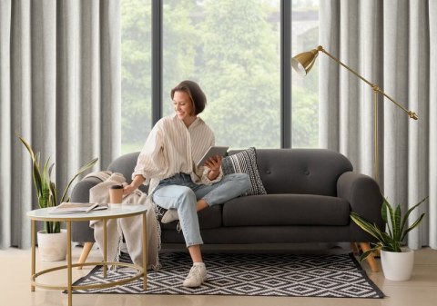 Firana 140x270 Megi stalowa szenilowa gotowa na taśmie Eurofirany