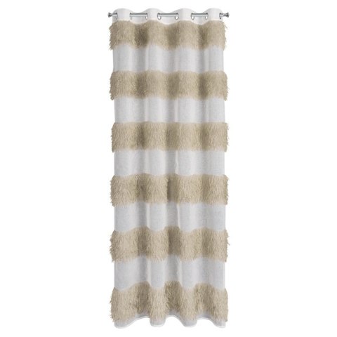 Firana gotowa 140x250 Margaret 3 biała beżowa pasy gotowa na przelotkach Eurofirany