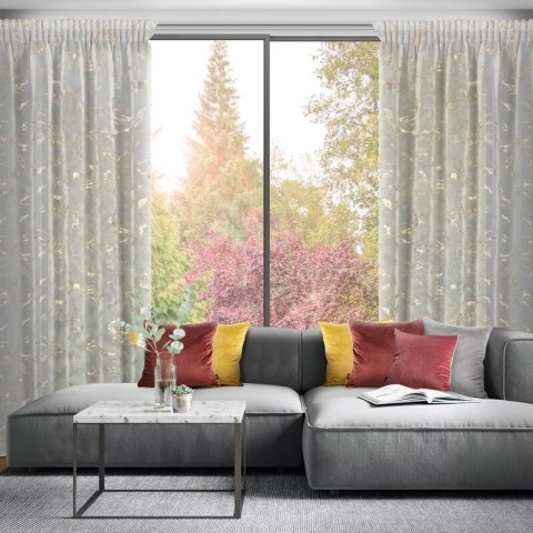 Firana gotowa Alina 140x270 biała złota na taśmie Eurofirany