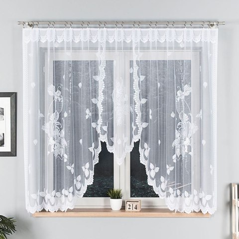 Firana żakardowa gotowa 300x160 biała Begonia