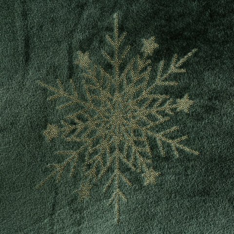 Koc narzuta świąteczna 150x200 zielony ciemny złoty śnieżynki Eurofirany