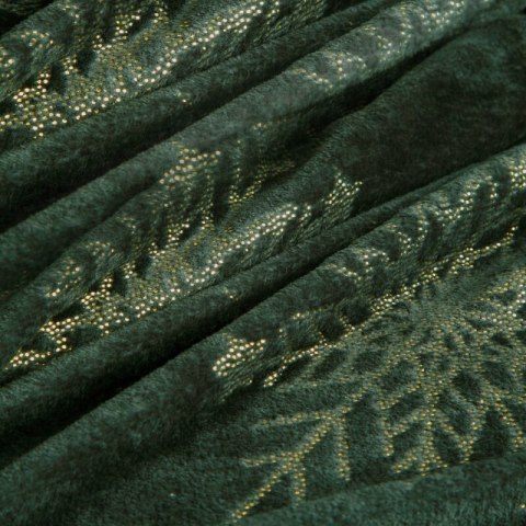 Koc narzuta świąteczna 150x200 zielony ciemny złoty śnieżynki Eurofirany