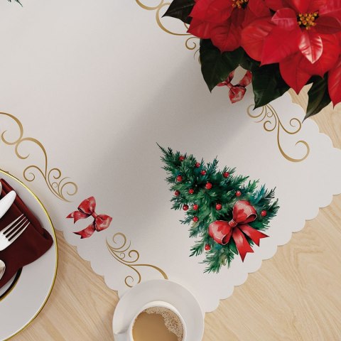 Obrus bieżnik choinka z kokardą wodoodporny 50x100 009 wielokolorowy Nina