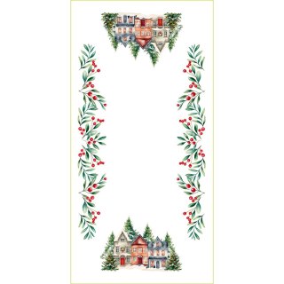 Obrus bieżnik wodoodporny 60x120 009 wielokolorowy Zimowe Miasteczko