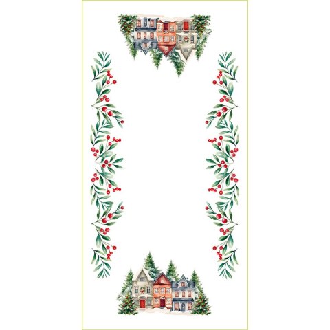 Obrus bieżnik wodoodporny 60x120 009 wielokolorowy Zimowe Miasteczko