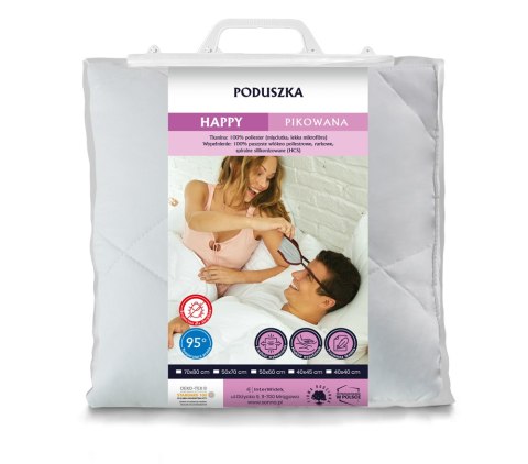 Poduszka antyalergiczna 40x40 Happy biała pikowana poliestrowa mikrofaza Inter Widex
