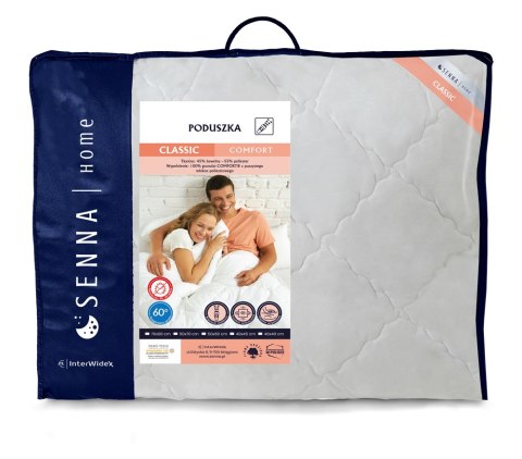 Poduszka antyalergiczna 70x80 Comfort Classic biała zapinana na suwak pikowana Inter Widex