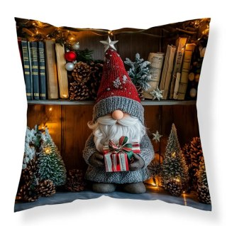 Poszewka świąteczna 40x40 ze skrzatem i prezentem MF027 A - dekoracyjna poszewka 3D Christmas Dreams