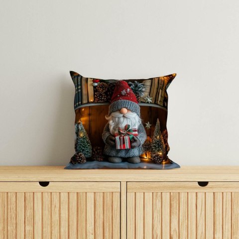 Poszewka świąteczna 40x40 ze skrzatem i prezentem MF027 A - dekoracyjna poszewka 3D Christmas Dreams
