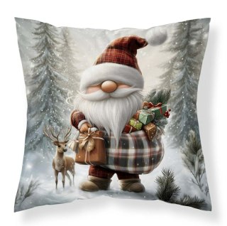 Poszewka świąteczna 40x40 ze skrzatem i reniferem MF029 A - dekoracyjna poszewka 3D Christmas Dreams