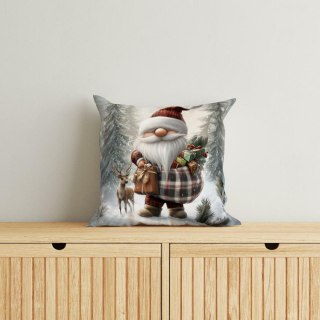 Poszewka świąteczna 40x40 ze skrzatem i reniferem MF029 A - dekoracyjna poszewka 3D Christmas Dreams