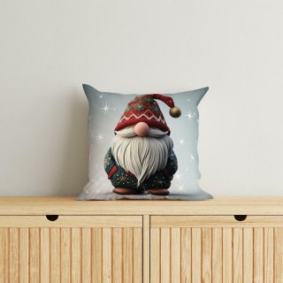 Poszewka świąteczna 40x40 ze skrzatem w czerwonej czapce MF031 A - dekoracyjna poszewka 3D Christmas Dreams