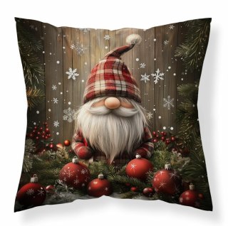Poszewka świąteczna 40x40 ze skrzatem w kratkę MF028 A - dekoracyjna poszewka 3D Christmas Dreams