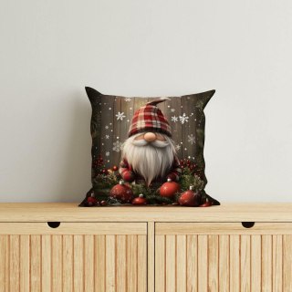 Poszewka świąteczna 40x40 ze skrzatem w kratkę MF028 A - dekoracyjna poszewka 3D Christmas Dreams