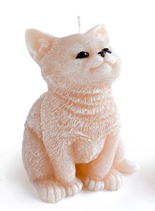 Świeca Figurka ANIMALS KOT 10x15cmbeżowa parafinowa