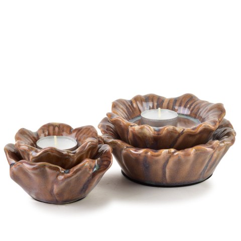 YARINE Świecznik Kwiat 11x11x6cm beżowy