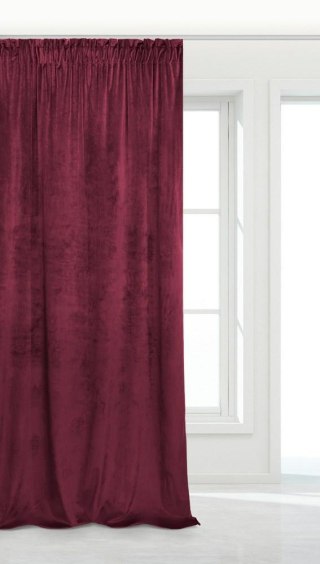 Zasłona gotowa 140x270 bordowa welurowa na taśmie soft Velvet do salonu