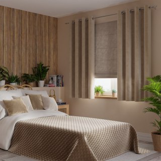 Zasłona gotowa na przelotkach 140x160 001 ciemna beżowa Velvi