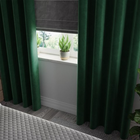 Zasłona gotowa na przelotkach 140x230 010 ciemna zielona Velvi