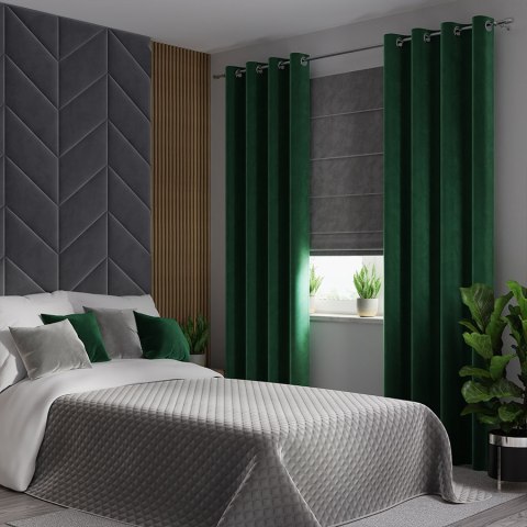 Zasłona gotowa na przelotkach 140x230 010 ciemna zielona Velvi
