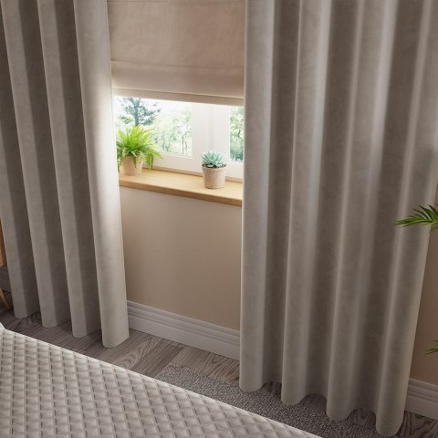 Zasłona gotowa na przelotkach 140x230 017 szaro beżowa Velvi