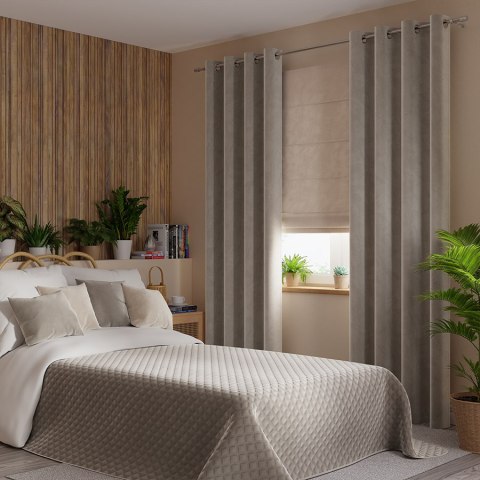 Zasłona gotowa na przelotkach 140x230 017 szaro beżowa Velvi