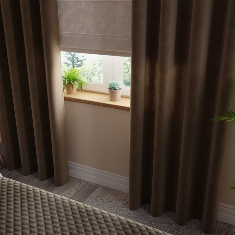 Zasłona gotowa na przelotkach 140x250 002 brązowa Velvi