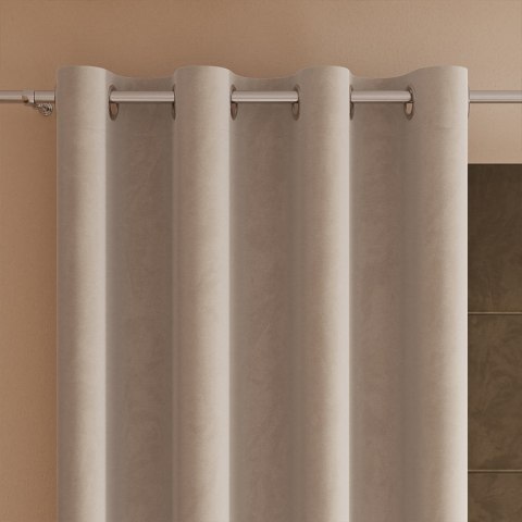 Zasłona gotowa na przelotkach 140x250 015 ciemna kremowa Velvi