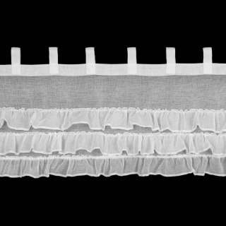 Zazdrostka 45x150 Lilian 1 biała zdobiona falbankami gotowa na szelkach Eurofirany
