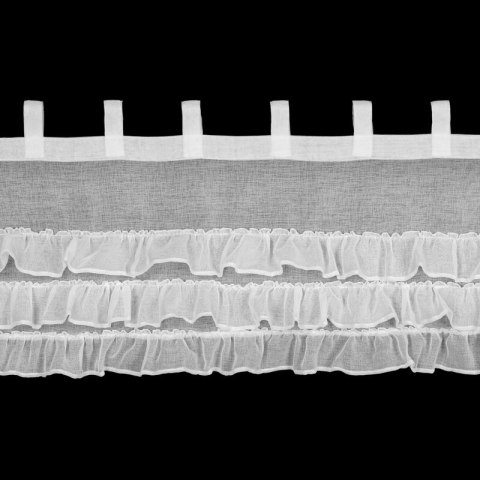 Zazdrostka 45x150 Lilian 1 biała zdobiona falbankami gotowa na szelkach Eurofirany