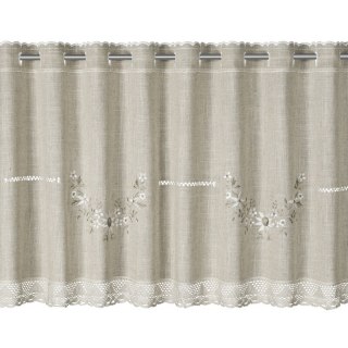 Zazdrostka 60x150 Veronica naturalna z tkaniny z dodatkiem lnu zdobiona haftem gotowa na tunelu Eurofirany