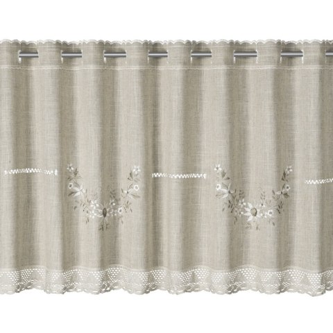 Zazdrostka 60x150 Veronica naturalna z tkaniny z dodatkiem lnu zdobiona haftem gotowa na tunelu Eurofirany