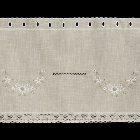 Zazdrostka 60x150 Veronica naturalna z tkaniny z dodatkiem lnu zdobiona haftem gotowa na tunelu Eurofirany