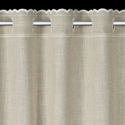 Zazdrostka 60x150 Veronica naturalna z tkaniny z dodatkiem lnu zdobiona haftem gotowa na tunelu Eurofirany