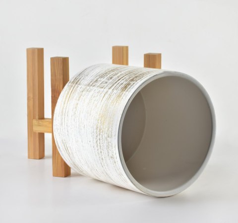 AVA Doniczka 12,5x12,5x11,7 cm na stojaku biało-złota