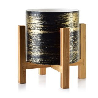 AVA Doniczka 12,5x12,5x11,7 cm na stojaku czarno-złota