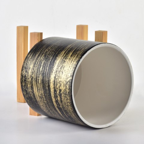 AVA Doniczka 12,5x12,5x11,7 cm na stojaku czarno-złota